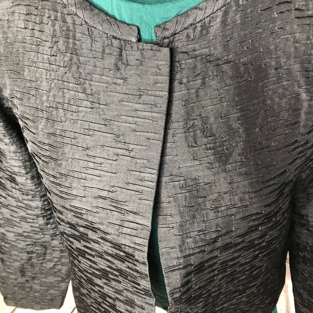 Eileen Fischer black textured silk blazer jacket - Picture 8 of 10